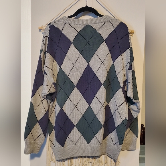 90s Izod Preppy argyle chunky knitt sweater size large - Picture 4 of 4